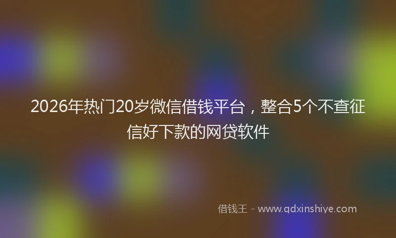 2026年热门20岁微信借钱平台，整合5个不查征信好下款的网贷软件