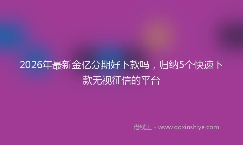 2026年最新金亿分期好下款吗，归纳5个快速下款无视征信的平台