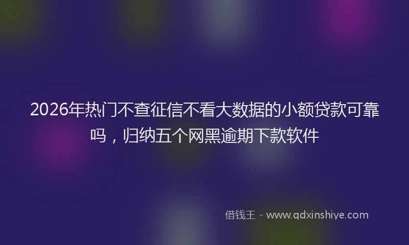 2026年热门不查征信不看大数据的小额贷款可靠吗，归纳五个网黑逾期下款软件