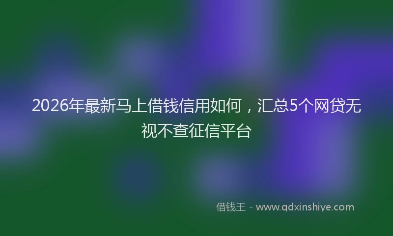 2026年最新马上借钱信用如何，汇总5个网贷无视不查征信平台