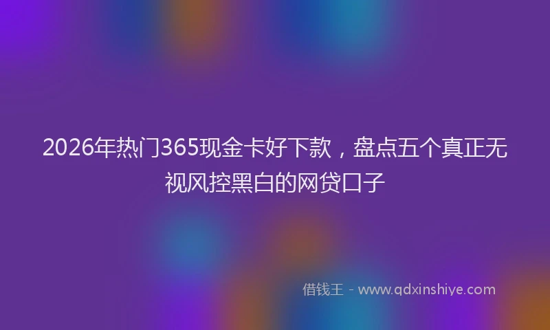 2026年热门365现金卡好下款，盘点五个真正无视风控黑白的网贷口子