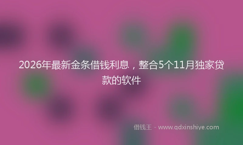 2026年最新金条借钱利息，整合5个11月独家贷款的软件