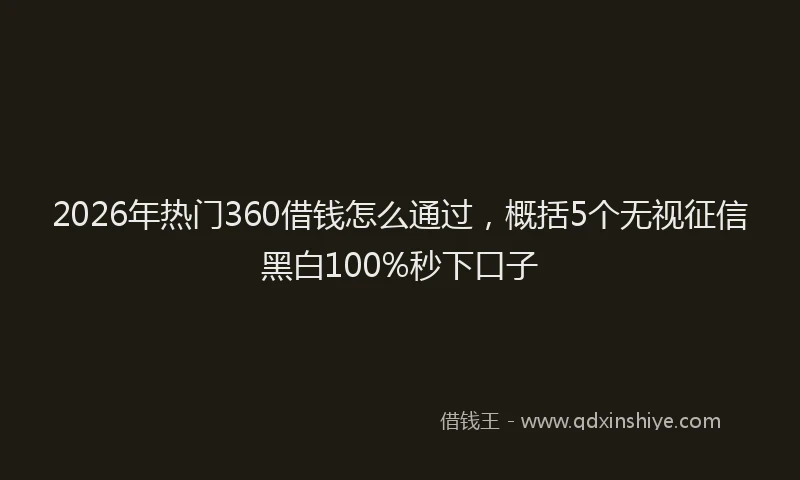 2026年热门360借钱怎么通过，概括5个无视征信黑白100%秒下口子