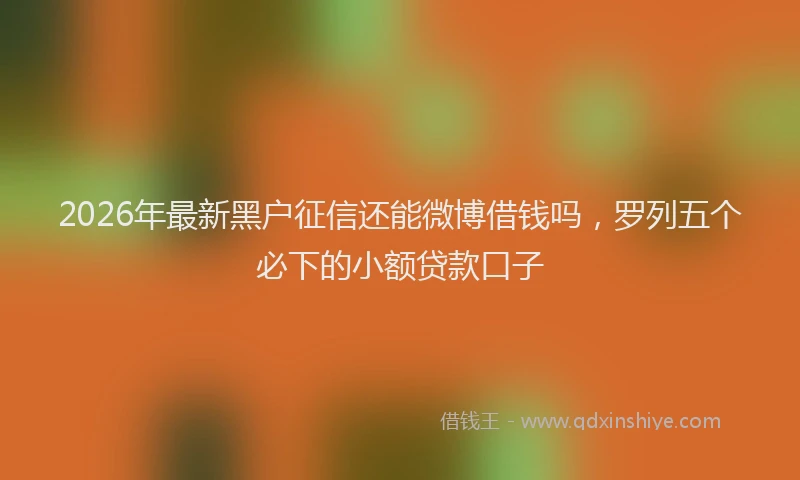 2026年最新黑户征信还能微博借钱吗，罗列五个必下的小额贷款口子