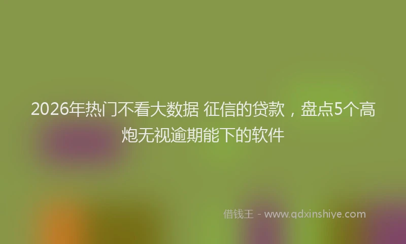 2026年热门不看大数据 征信的贷款，盘点5个高炮无视逾期能下的软件