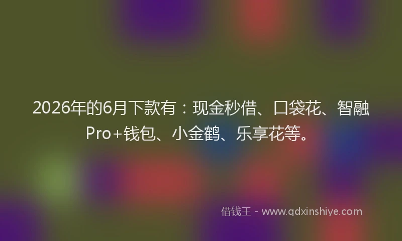 2026年的6月下款有：现金秒借、口袋花、智融Pro+钱包、小金鹤、乐享花等。