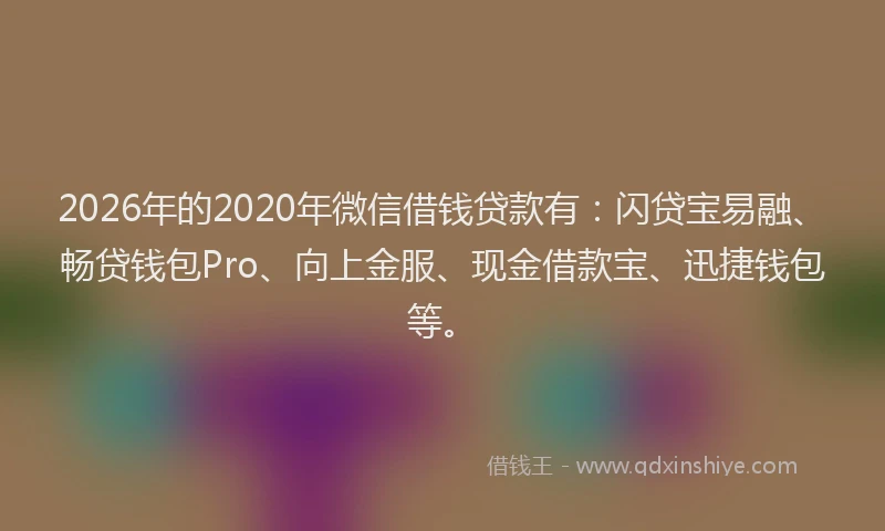 2026年的2020年微信借钱贷款有：闪贷宝易融、畅贷钱包Pro、向上金服、现金借款宝、迅捷钱包等。