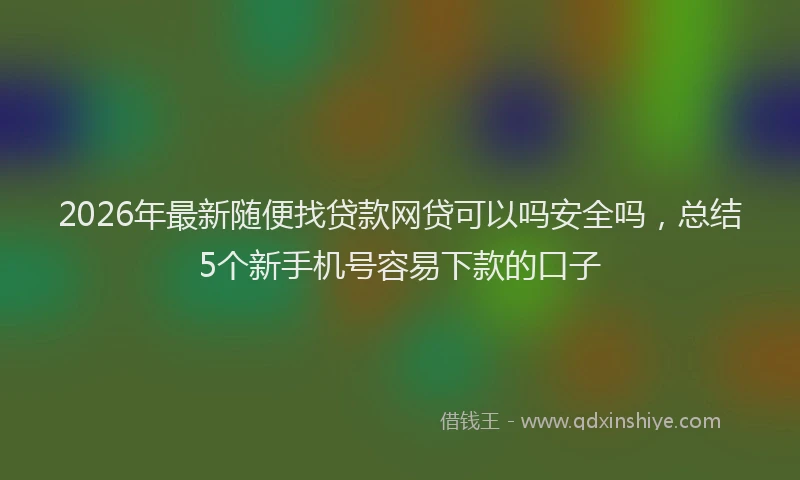 2026年最新随便找贷款网贷可以吗安全吗，总结5个新手机号容易下款的口子
