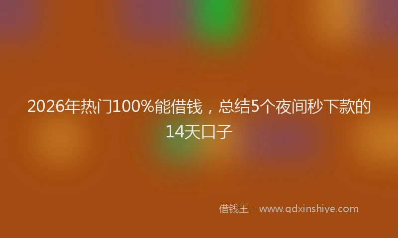 2026年热门100%能借钱，总结5个夜间秒下款的14天口子