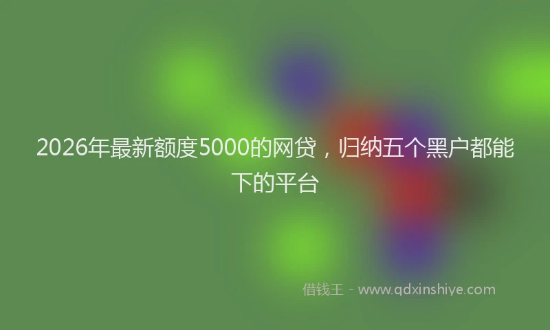 2026年最新额度5000的网贷，归纳五个黑户都能下的平台