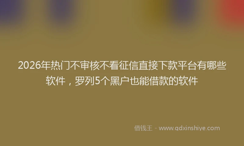 2026年热门不审核不看征信直接下款平台有哪些软件，罗列5个黑户也能借款的软件
