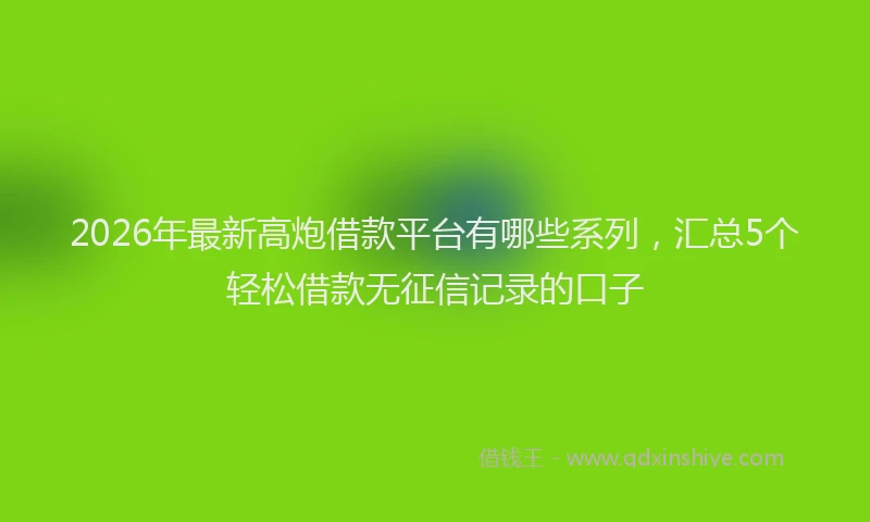2026年最新高炮借款平台有哪些系列，汇总5个轻松借款无征信记录的口子