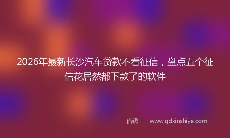 2026年最新长沙汽车贷款不看征信，盘点五个征信花居然都下款了的软件