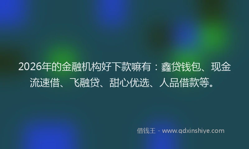 2026年的金融机构好下款嘛有：鑫贷钱包、现金流速借、飞融贷、甜心优选、人品借款等。
