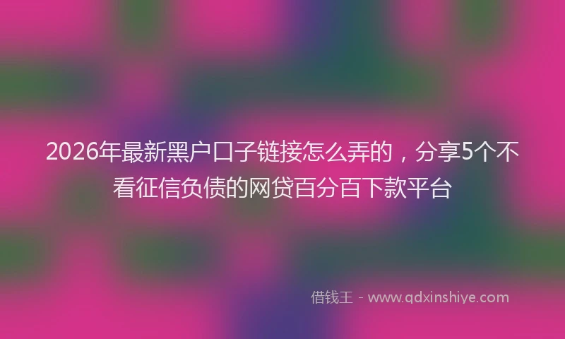 2026年最新黑户口子链接怎么弄的，分享5个不看征信负债的网贷百分百下款平台