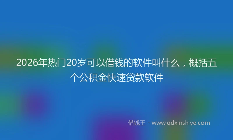 2026年热门20岁可以借钱的软件叫什么，概括五个公积金快速贷款软件