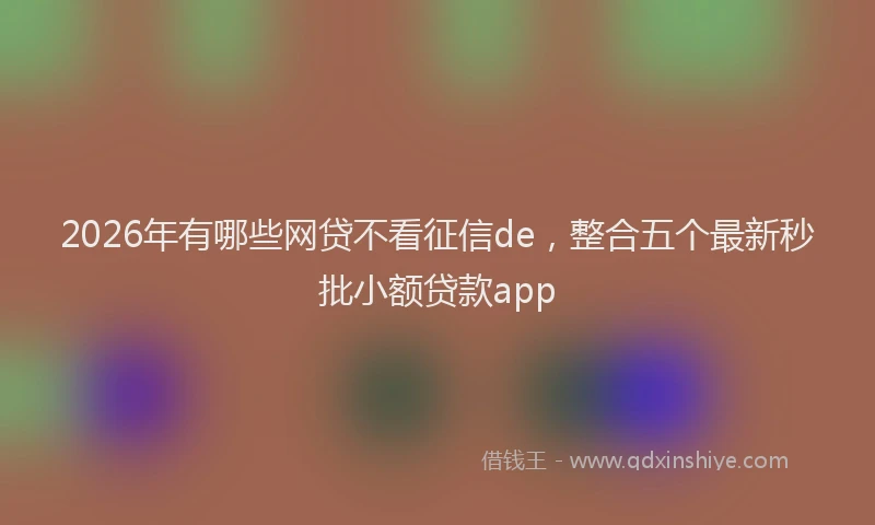 2026年有哪些网贷不看征信de，整合五个最新秒批小额贷款app