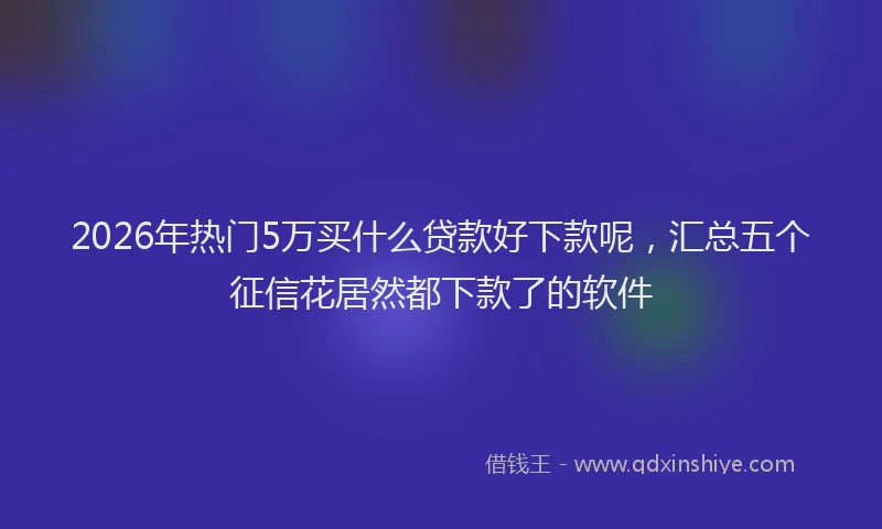 2026年热门5万买什么贷款好下款呢，汇总五个征信花居然都下款了的软件
