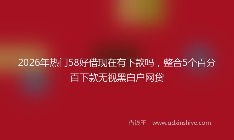 2026年热门58好借现在有下款吗，整合5个百分百下款无视黑白户网贷