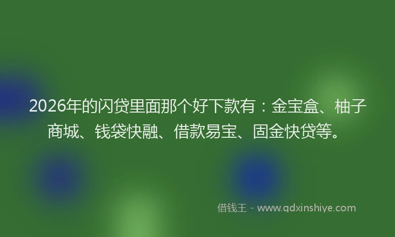2026年的闪贷里面那个好下款有：金宝盒、柚子商城、钱袋快融、借款易宝、固金快贷等。