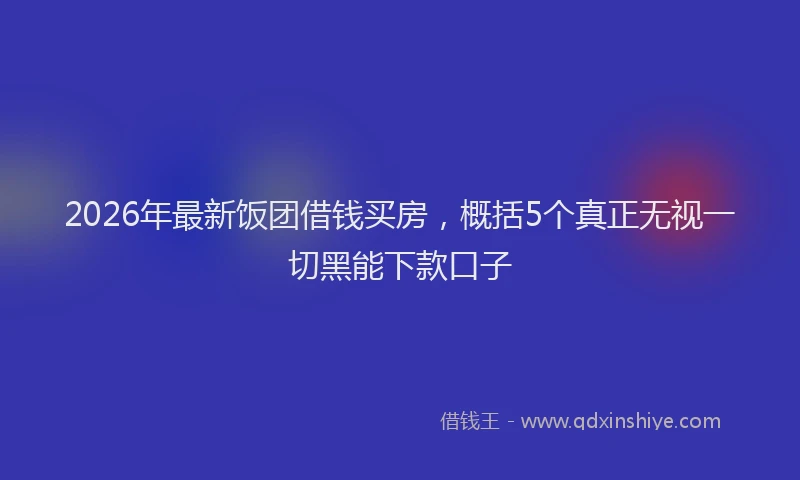 2026年最新饭团借钱买房，概括5个真正无视一切黑能下款口子