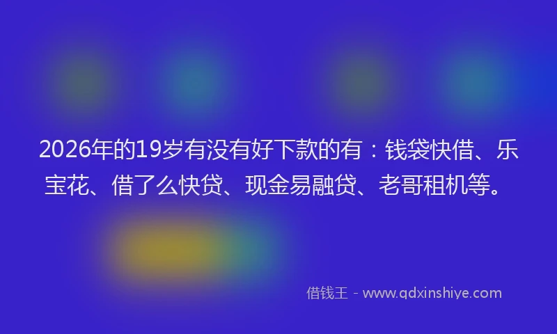 2026年的19岁有没有好下款的有：钱袋快借、乐宝花、借了么快贷、现金易融贷、老哥租机等。