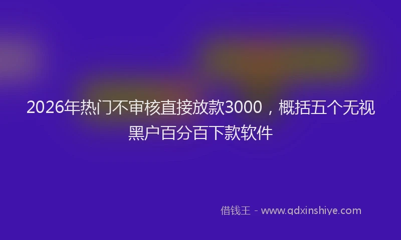 2026年热门不审核直接放款3000，概括五个无视黑户百分百下款软件