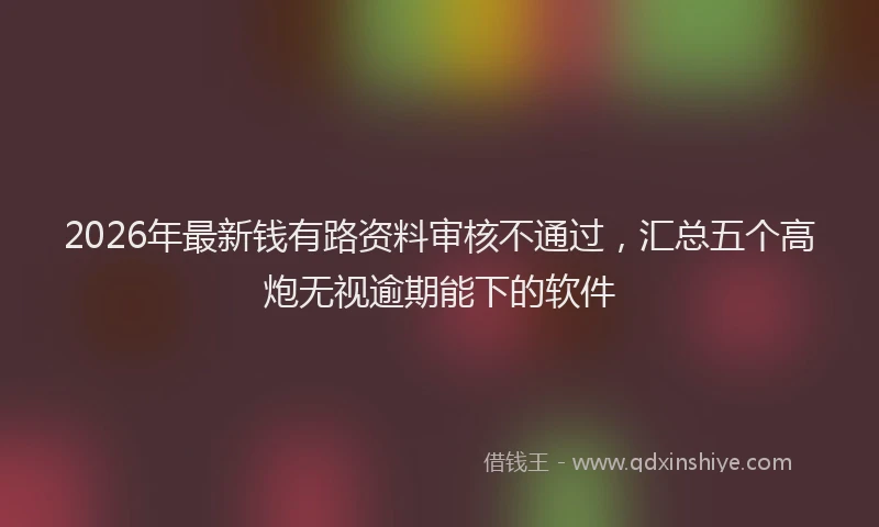 2026年最新钱有路资料审核不通过，汇总五个高炮无视逾期能下的软件