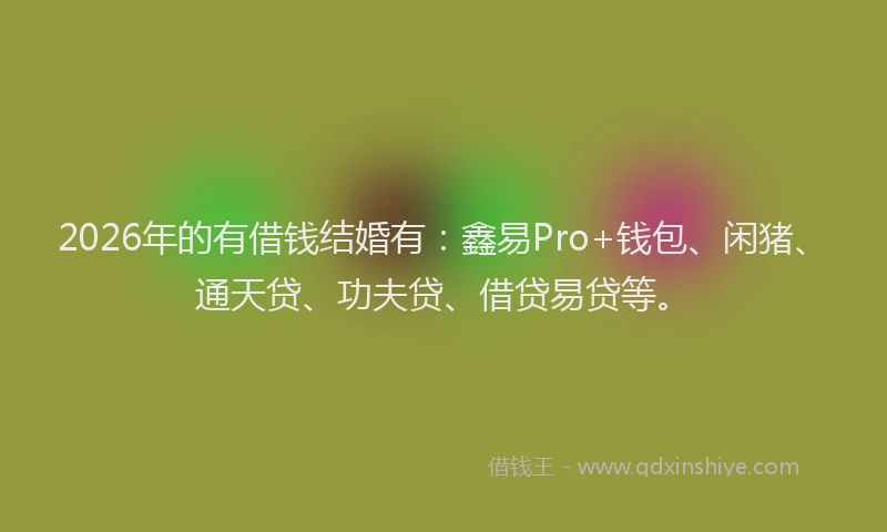 2026年的有借钱结婚有：鑫易Pro+钱包、闲猪、通天贷、功夫贷、借贷易贷等。