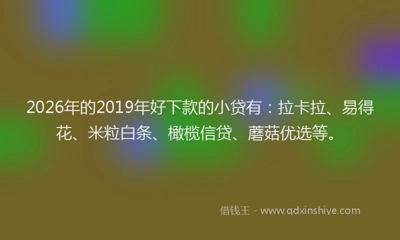 2026年的2019年好下款的小贷有：拉卡拉、易得花、米粒白条、橄榄信贷、蘑菇优选等。