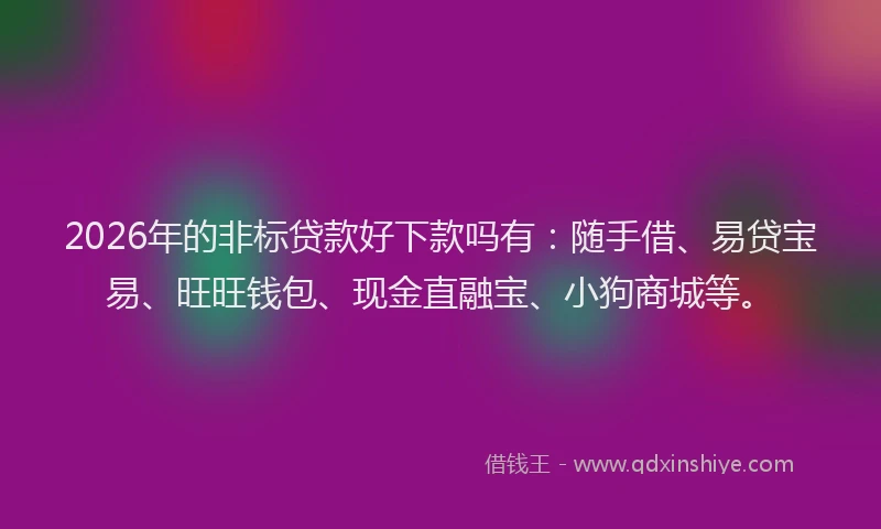 2026年的非标贷款好下款吗有：随手借、易贷宝易、旺旺钱包、现金直融宝、小狗商城等。