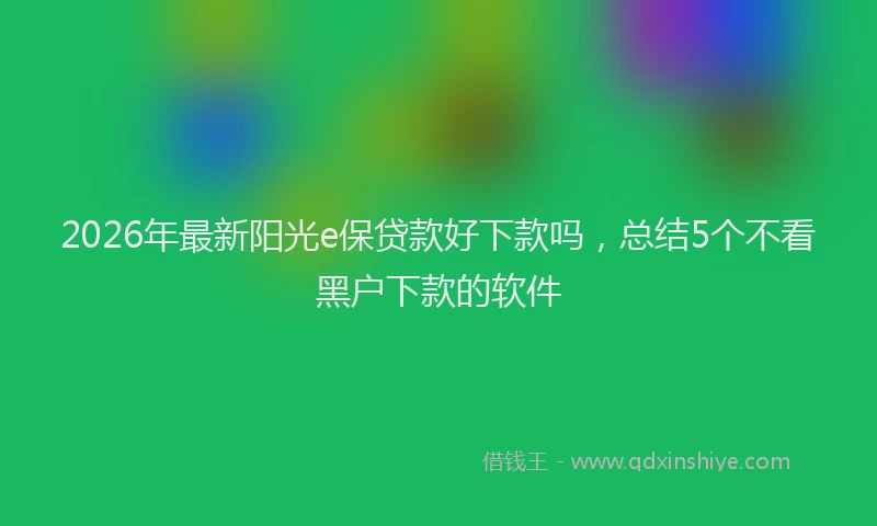 2026年最新阳光e保贷款好下款吗，总结5个不看黑户下款的软件