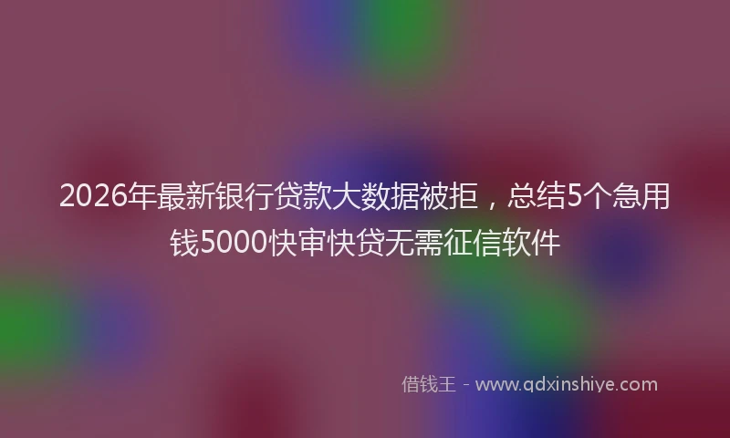 2026年最新银行贷款大数据被拒，总结5个急用钱5000快审快贷无需征信软件
