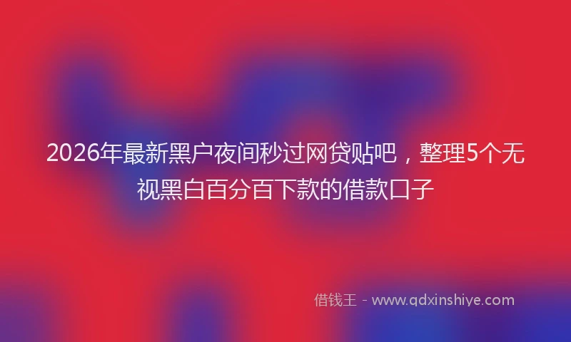 2026年最新黑户夜间秒过网贷贴吧，整理5个无视黑白百分百下款的借款口子