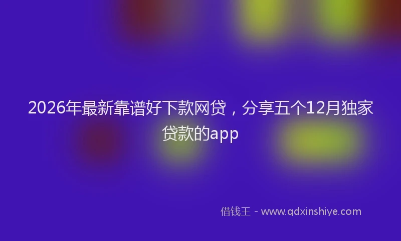 2026年最新靠谱好下款网贷，分享五个12月独家贷款的app