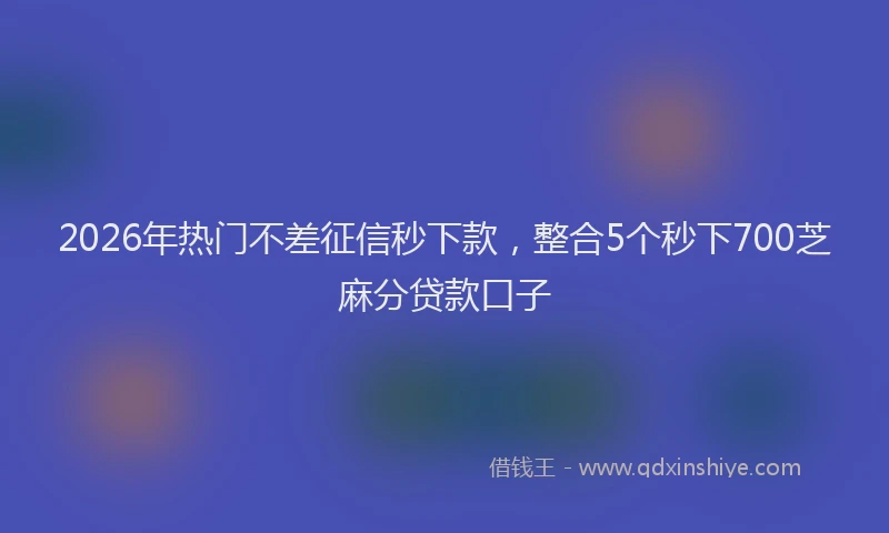 2026年热门不差征信秒下款，整合5个秒下700芝麻分贷款口子