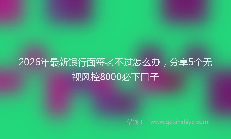 2026年最新银行面签老不过怎么办，分享5个无视风控8000必下口子