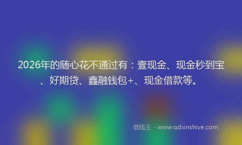 2026年的随心花不通过有：壹现金、现金秒到宝、好期贷、鑫融钱包+、现金借款等。