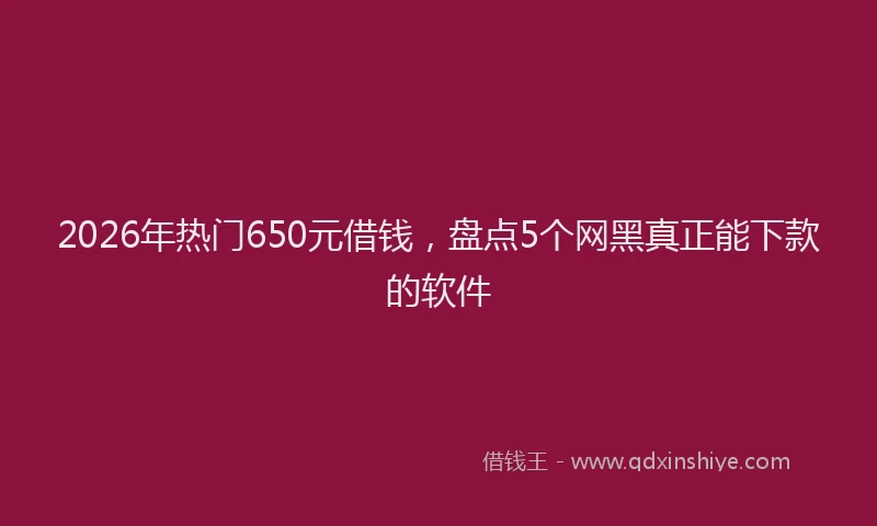 2026年热门650元借钱，盘点5个网黑真正能下款的软件