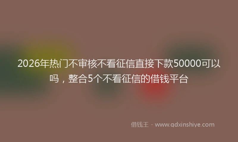 2026年热门不审核不看征信直接下款50000可以吗，整合5个不看征信的借钱平台