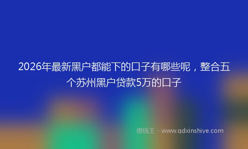 2026年最新黑户都能下的口子有哪些呢，整合五个苏州黑户贷款5万的口子
