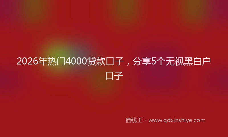 2026年热门4000贷款口子，分享5个无视黑白户口子