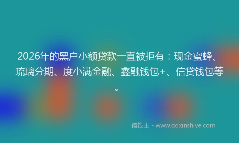 2026年的黑户小额贷款一直被拒有：现金蜜蜂、琉璃分期、度小满金融、鑫融钱包+、信贷钱包等。