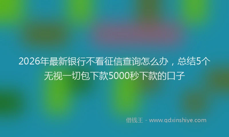 2026年最新银行不看征信查询怎么办，总结5个无视一切包下款5000秒下款的口子