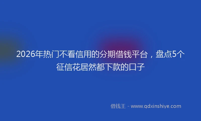 2026年热门不看信用的分期借钱平台，盘点5个征信花居然都下款的口子