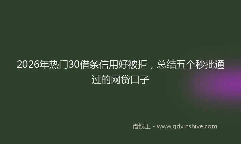 2026年热门30借条信用好被拒，总结五个秒批通过的网贷口子