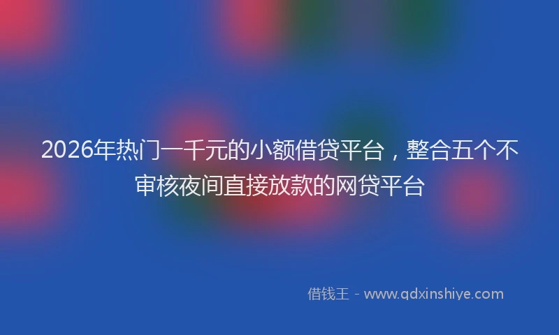 2026年热门一千元的小额借贷平台，整合五个不审核夜间直接放款的网贷平台