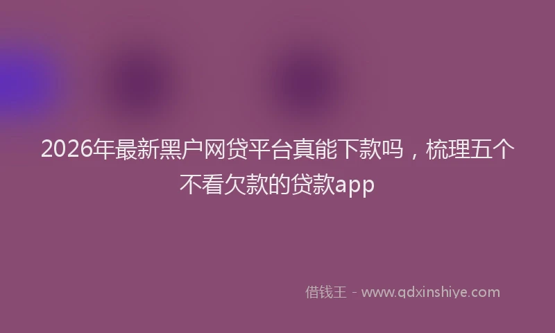 2026年最新黑户网贷平台真能下款吗，梳理五个不看欠款的贷款app