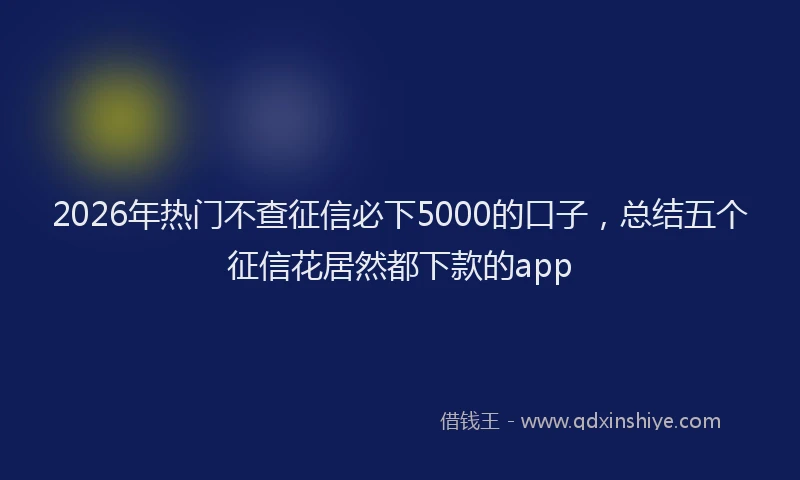 2026年热门不查征信必下5000的口子，总结五个征信花居然都下款的app