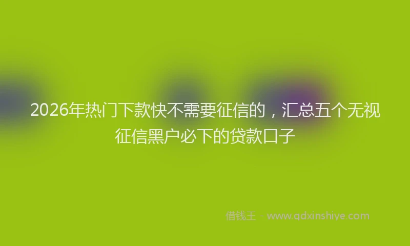 2026年热门下款快不需要征信的，汇总五个无视征信黑户必下的贷款口子